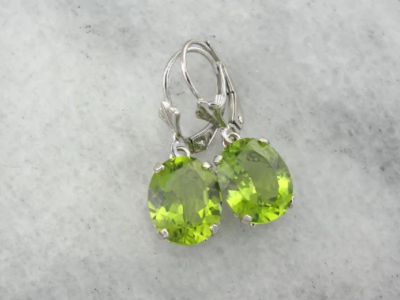 Fashionable Earrings For Office Ladies-Bright Lime Green Peridot Earrings, August Birthstone