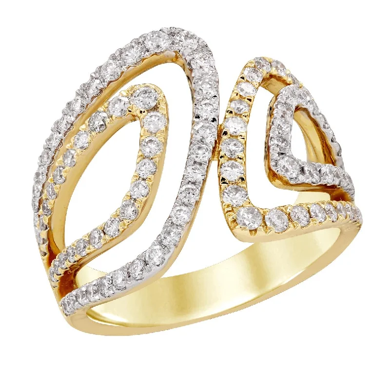 Sparkling Gemstone Engagement Rings-TWO-TONE GOLD SPLIT SHANK DIAMOND FASHION RING, 1.07 CT TW