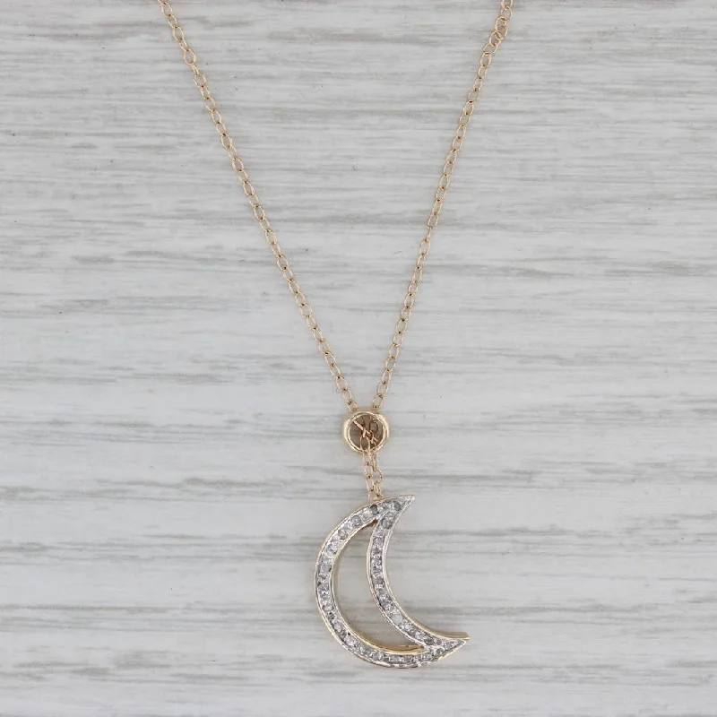 Luxury Diamond Necklaces For Special Days-Diamond Crescent Pendant Necklace 17.5" Cable Chain Necklace