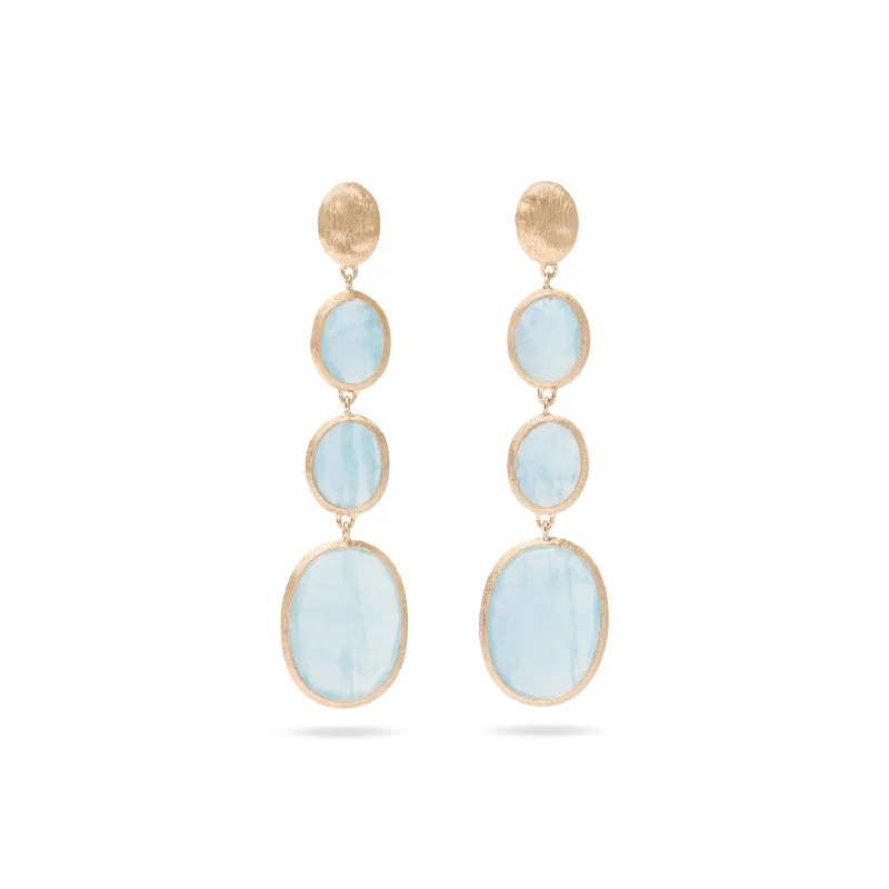 Customizable Earrings For Personalized Jewelry-MARCO BICEGO SIVIGLIA 18CT YELLOW GOLD AQUAMARINE LONG DROP EARRINGS