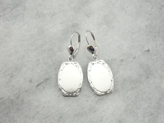 Fashion Earrings For Casual Wear-White Gold Drop Earrings with Shining Polish