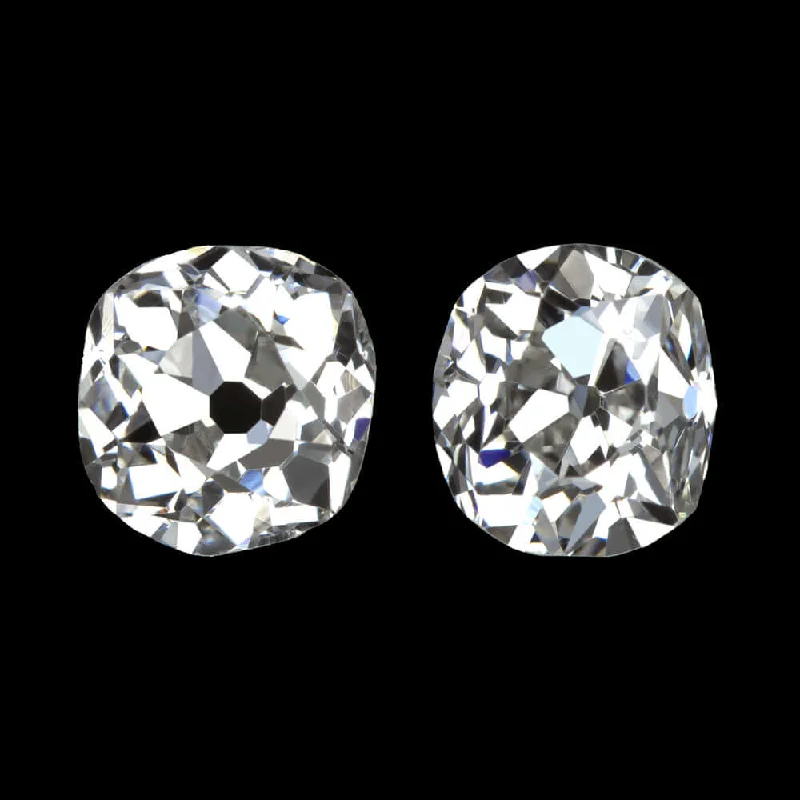 Wedding Earrings For Brides To Be-0.64ct E-F VS2 OLD MINE CUT DIAMOND STUD EARRINGS ANTIQUE PAIR ACCENT STONES 2/3