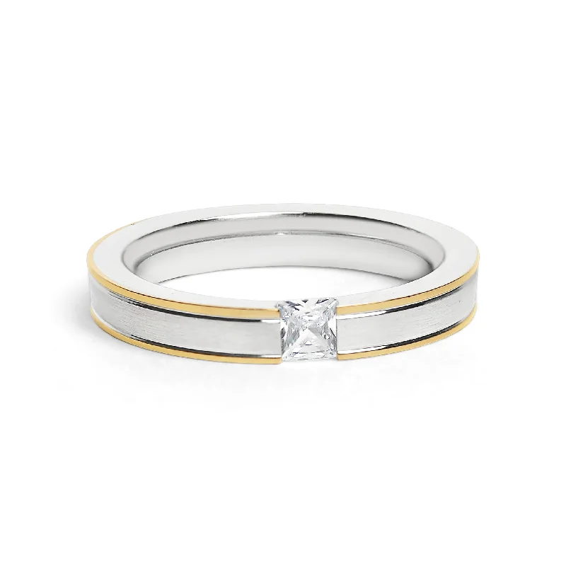 Unique Promise Rings For Loved Ones-CZ Stone With Highly Polished Gold Stainless Steel Ring / ZRJ2320