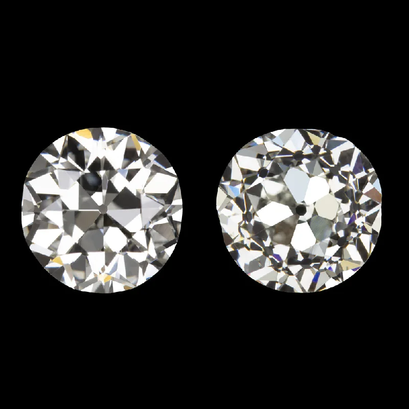 Customizable Name Earrings-2.84ct OLD EUROPEAN CUT DIAMOND STUD EARRINGS CERTIFIED I-J VS1-SI1 VINTAGE PAIR