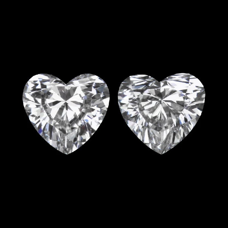 Colorful Stone Earrings For Formal Events-0.44ct HEART SHAPE DIAMOND STUD EARRINGS GIA CERTIFIED E VVS2 PAIR NATURAL 1/2ct