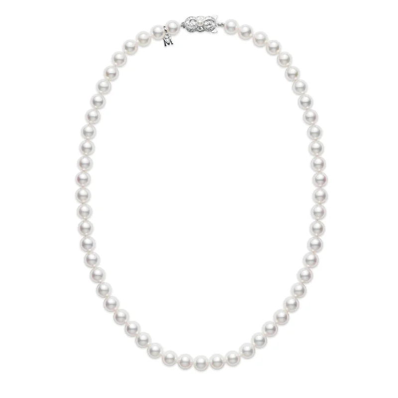 Affordable Pendant Necklaces For Everyday Wear-16-Inch Cultured Pearl Strand Necklace 18K White Gold Clasp