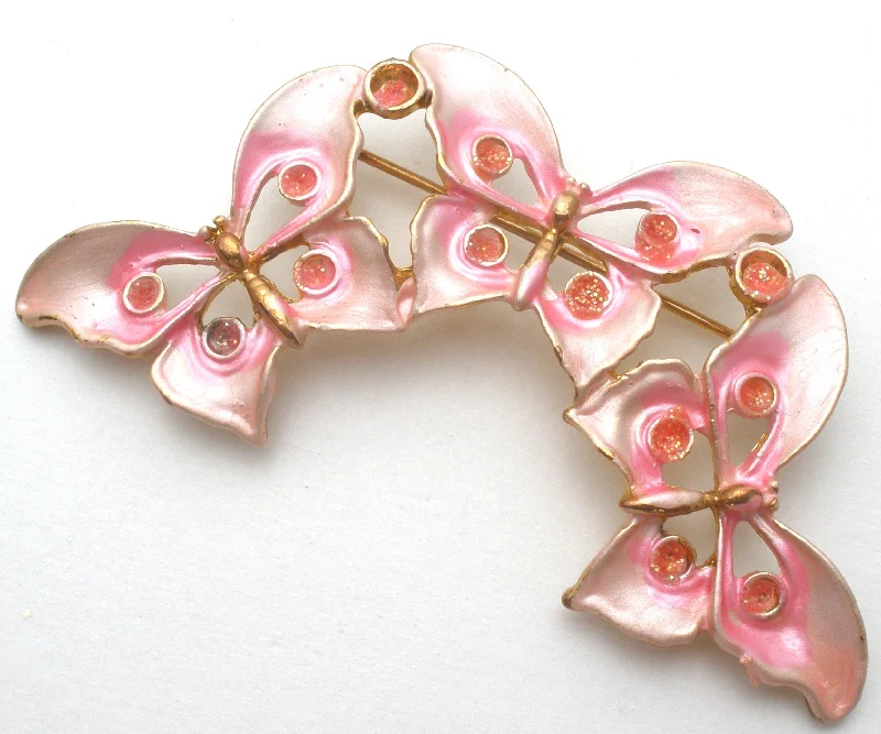 Vintage Flower Brooch For Women-Pink Enamel Butterfly Brooch Pin Vintage