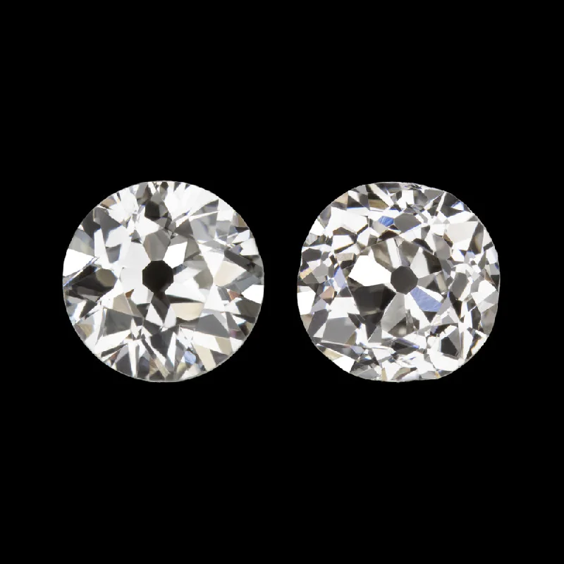 Personalized Earrings For Special Occasions-VINTAGE DIAMOND STUD EARRINGS OLD EUROPEAN CUT 3/4 CARAT I VS2 LOOSE PAIR ESTATE