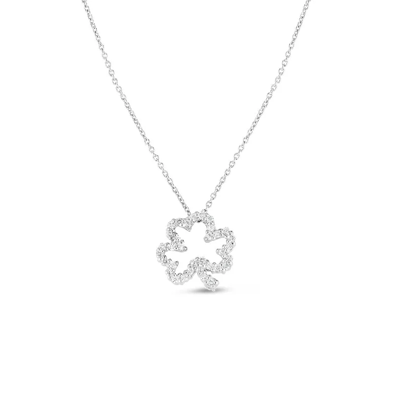 Elegant Chain Necklaces For Casual Days-18K Gold and Diamond Open Clover Necklace