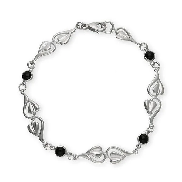 Bracelets For Summer Wear-Art Nouveau Silver Bracelet SBL52 Onyx