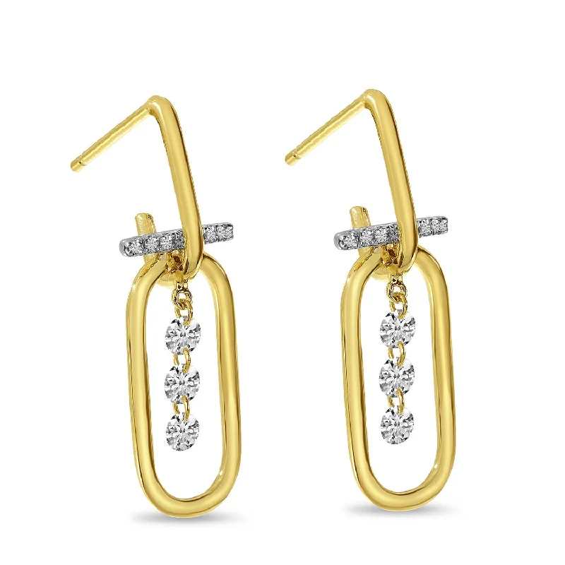 Artistic Dangle Earrings For Evening Parties-DASHING DIAMOND PAPER CLIP EARRINGS E10589