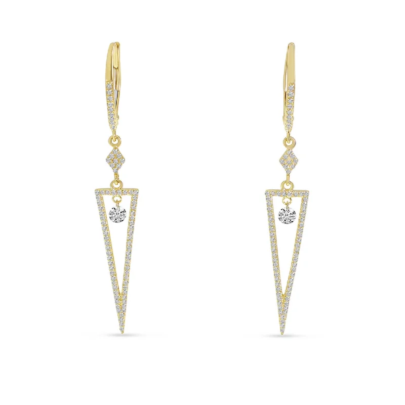 Gemstone Earrings For Sparkly Night Outfits-DASHING DIAMONDS TRIANGLE EARRINGS E10386