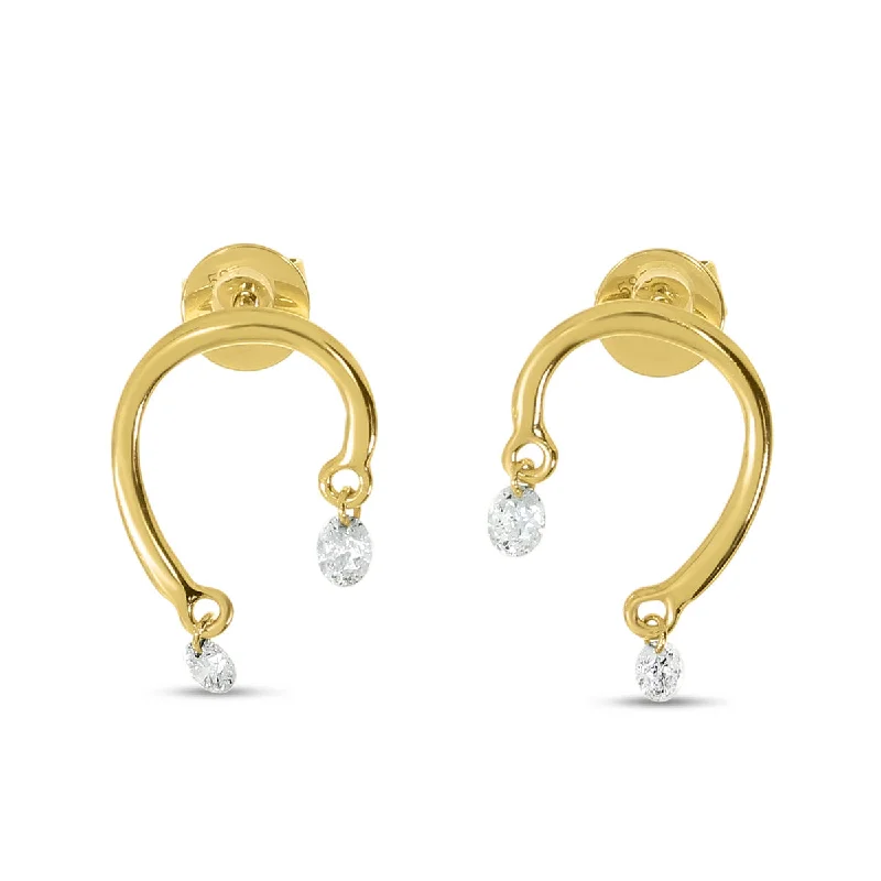 Bold Earrings For Street Style Looks-DASHING DIAMONDS HORSESHOE EARRINGS E10421