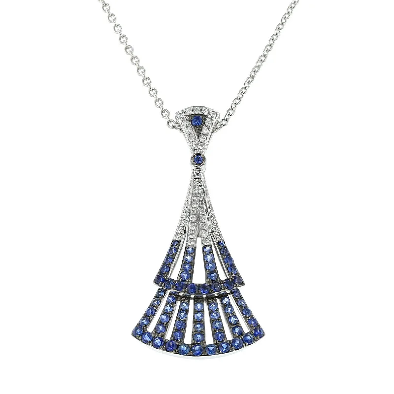 Intricate Necklaces For Fashion-Forward Style-14K White Gold Sapphire and Diamond Necklace