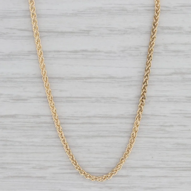 Trendy Necklaces For Fashion Lovers-Wheat Chain Necklace 14k Yellow Gold 23.75" 1.8mm Italian