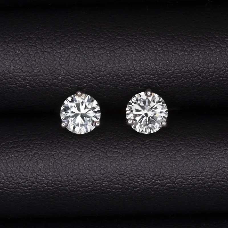 Artistic Silver Earrings For Creative Expression-1.94ct GIA CERTIFIED DIAMOND STUD EARRINGS H SI1 ROUND CUT 2 CARAT WHITE GOLD