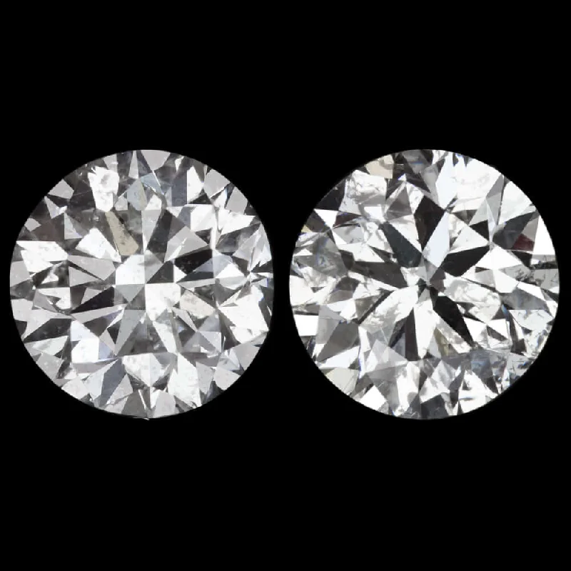 Chunky Earrings For Modern Fashion-2 CARAT NATURAL DIAMOND STUD EARRINGS MATCHING PAIR ROUND BRILLIANT CUT 2ct