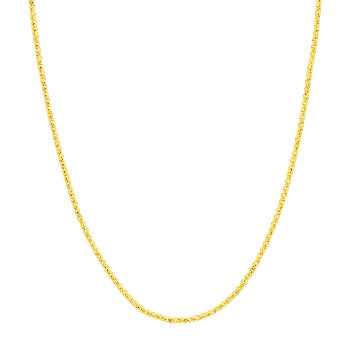 Colorful Gemstone Necklaces For Summer Outfits-14k Yellow Gold Solid Round Box Chain