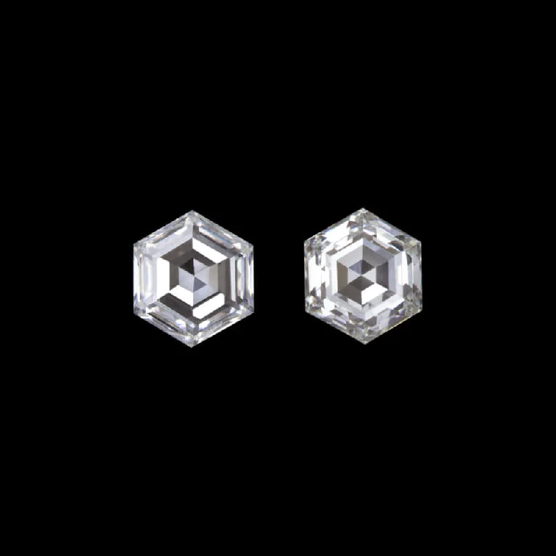 Statement Earrings For Summer Festivals-0.20ct G VS2-SI1 HEXAGON SHAPE CUT NATURAL DIAMOND PAIR ACCENT STUD EARRINGS