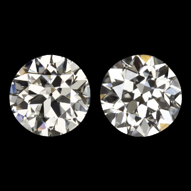 Geometric Earrings For Modern Women-2.20ct CERTIFIED J-K VS OLD CUT DIAMOND STUD EARRINGS VINTAGE TRANS EUROPEAN