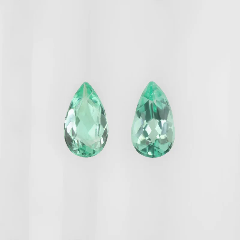 Luxury Crystal Earrings For Special Occasions-1/2 CARAT PARAIBA TOURMALINE PAIR EARRINGS PEAR SHAPE CUT TEAL GREEN STUD DANGLE