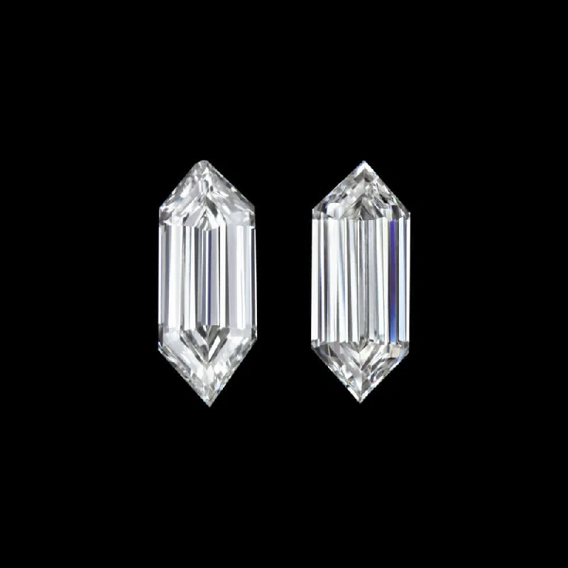 Cool Dangle Earrings For Trendy Styles-0.41c ELONGATED HEXAGON F-G VS DIAMOND MATCHING PAIR STUD EARRINGS ACCENT STONES