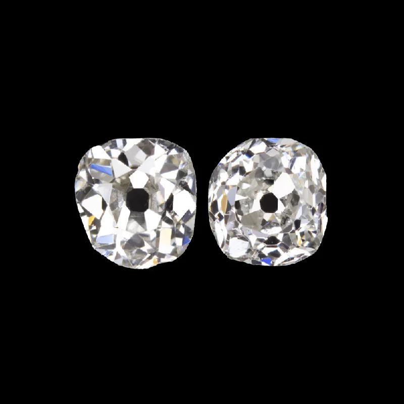 Stylish Earrings For Office Wear-0.59ct OLD MINE CUT DIAMOND STUD EARRINGS I VS2-SI1 PAIR ANTIQUE PAIR ESTATE