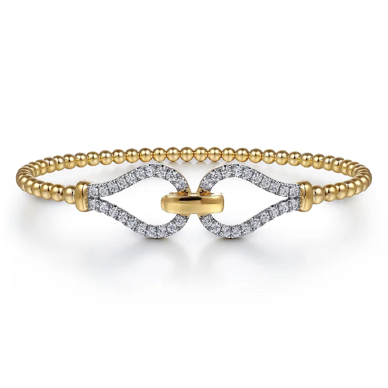 Bangles For Morning Wear-Diamond Split Bujukan Bangle in Yellow Gold by Gabriel NY