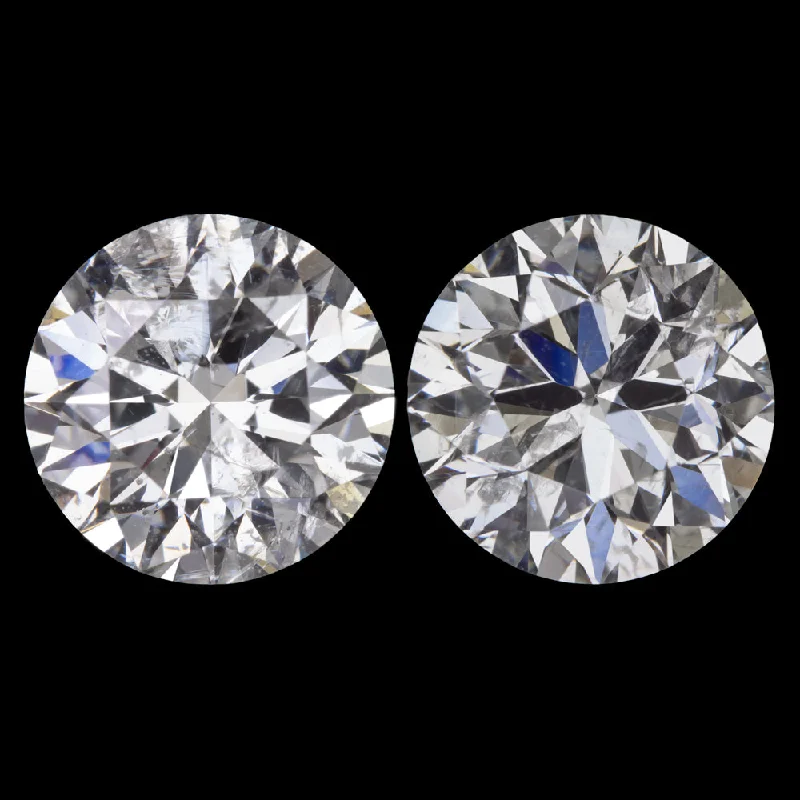 Sophisticated Earrings For Night Out-3 CARAT NATURAL DIAMOND STUD EARRINGS VERY GOOD CUT ROUND BRILLIANT PAIR LOOSE