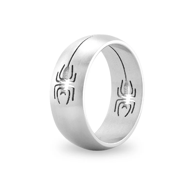 Trendy Cocktail Rings For Night Out-Dual Spider Cutout Stainless Steel Polished Ring / SCR3061