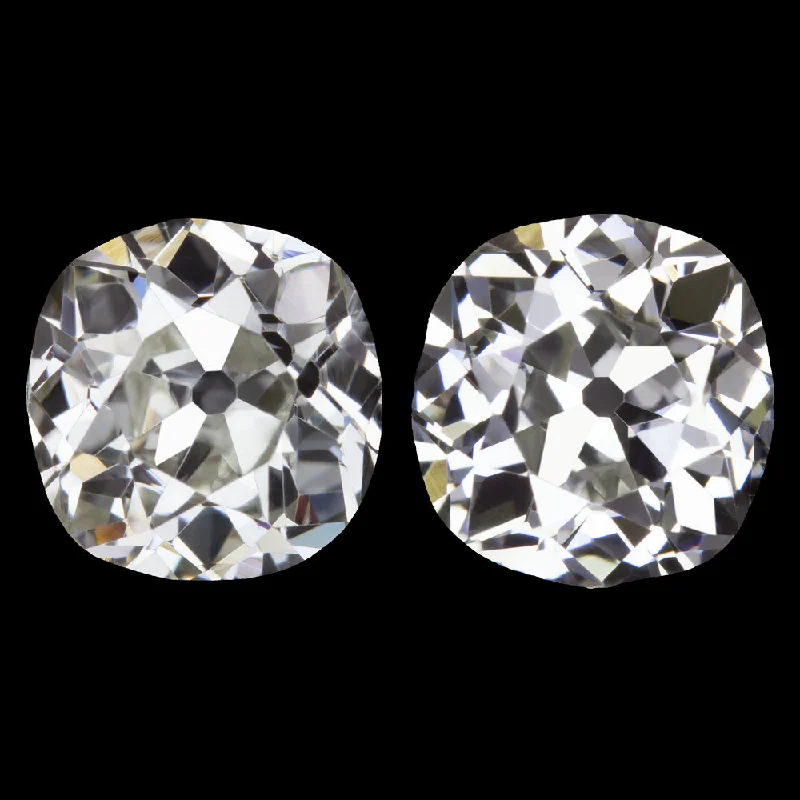 Cute Silver Earrings For Teen Girls-2.55ct OLD MINE CUT DIAMOND STUD EARRINGS J VS ANTIQUE PAIR CUSHION SHAPE 2.5ct