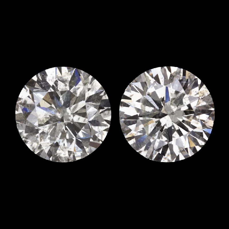 Statement Earrings For Bold Fashion-DIAMOND STUD EARRINGS 2.11ct ROUND BRILLIANT CUT NATURAL EARTH MINED PAIR 2ct