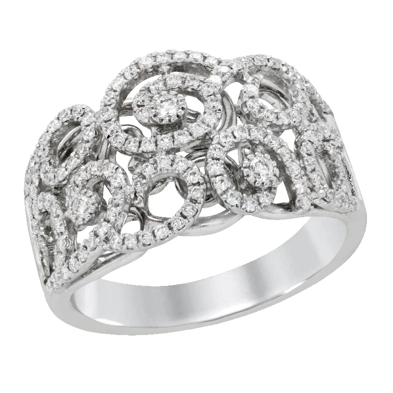 Stylish Infinity Rings For Special Gifts-WHITE GOLD STATEMENT RING WITH 127 ROUND CUT DIAMONDS, 1.00 CT TW