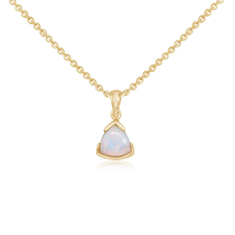 Handmade Necklaces For Custom Gifts-14K Yellow Gold Australian Opal Necklace