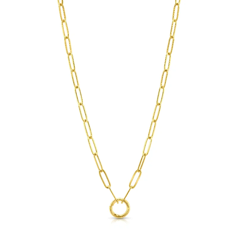 Affordable Diamond Necklaces-PAPERCLIP OPEN BAIL NECKLACE, GOLD