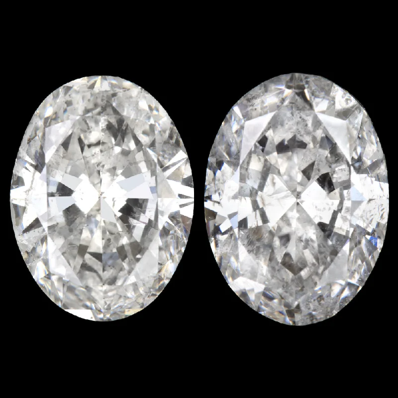 Boho Earrings For Summer Festivals-2.12ct OVAL CUT DIAMOND STUD EARRINGS 8mm MATCHING PAIR NATURAL EARTH MINED 2ct