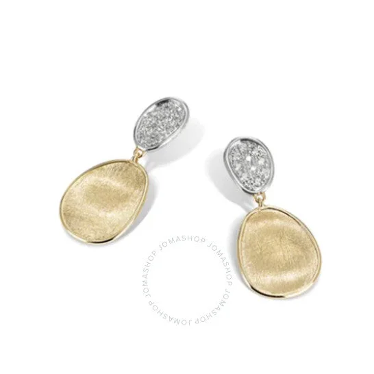 Statement Earrings For Fashion Week-Lunaria Collection 18K Yellow Gold And Diamond Petite Double Drop Earrings