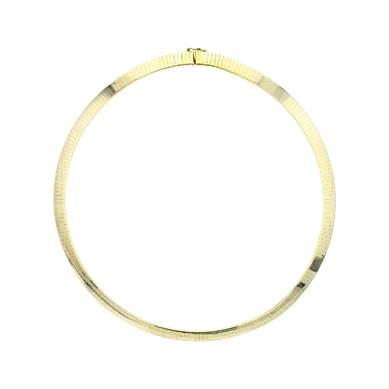 Elegant Designer Necklaces For Fashionistas-16-Inch 14K Yellow Gold Flat Omega Necklace