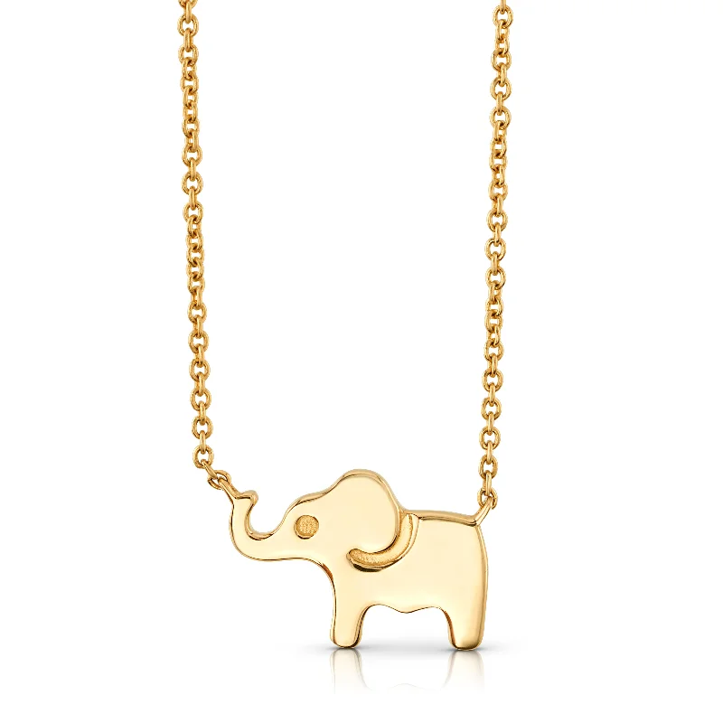 Elegant Designer Necklaces For Fashionistas-GOOD LUCK ELEPHANT NECKLACE, 14kt Gold