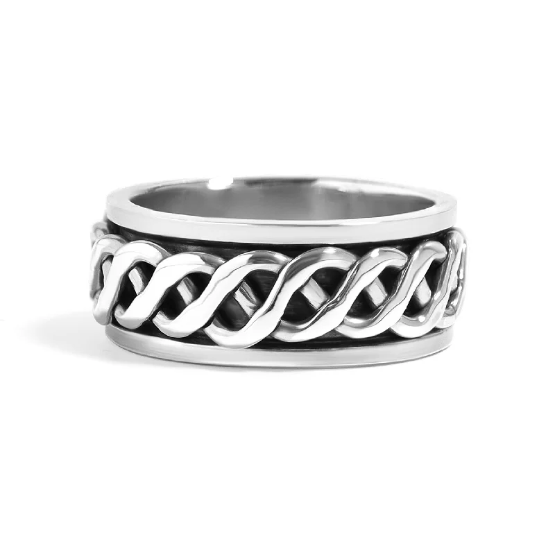 Sparkling Diamond Rings For Engagement-Sterling Silver Celtic Knot Spinner Ring / SSR0051