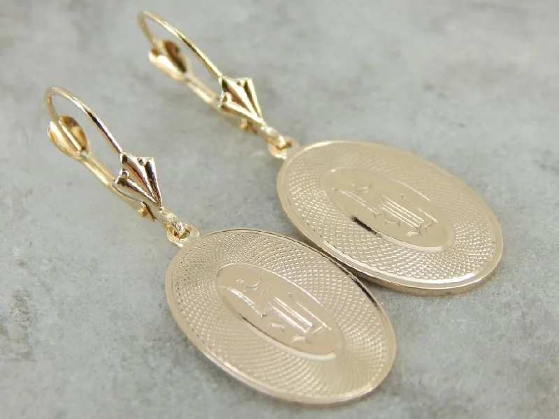 Wedding Earrings For Bride-Pretty Antique Gold Cufflink Earrings