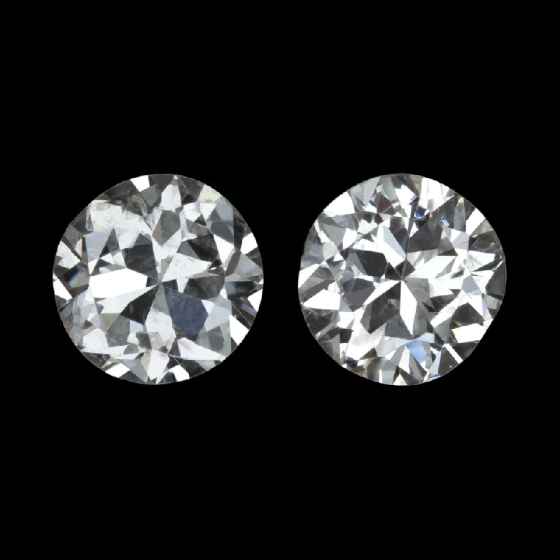 Custom Engraved Earrings-1/2ct F-G SI2 OLD CUT DIAMOND STUD EARRINGS MATCHING PAIR VINTAGE ACCENT STONES