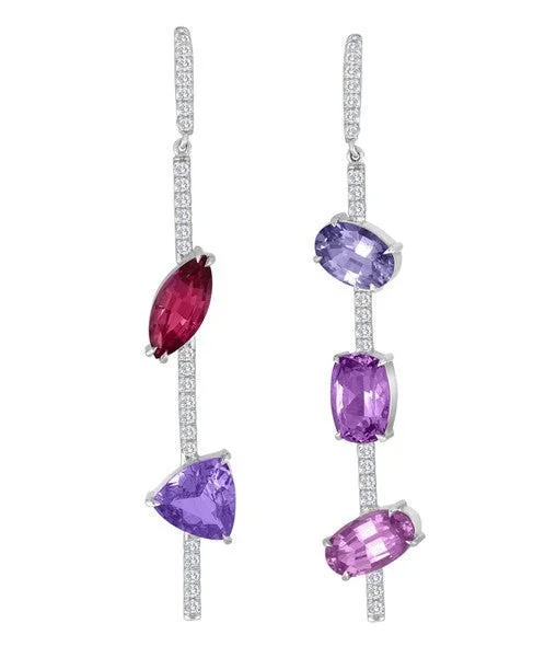 Cute Earrings For Teen Girls-Mixed Spinel and Diamond Earrings 13-JSA