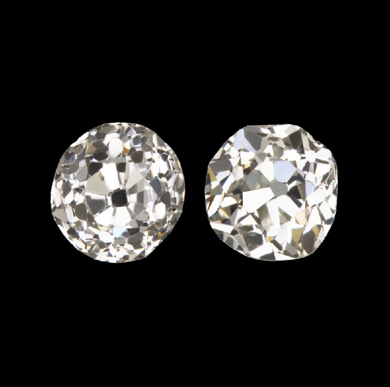 Pearls Earrings For Casual Occasions-0.67ct OLD MINE CUT DIAMOND STUD EARRINGS I VS ANTIQUE PAIR LOOSE NATURAL 2/3ct