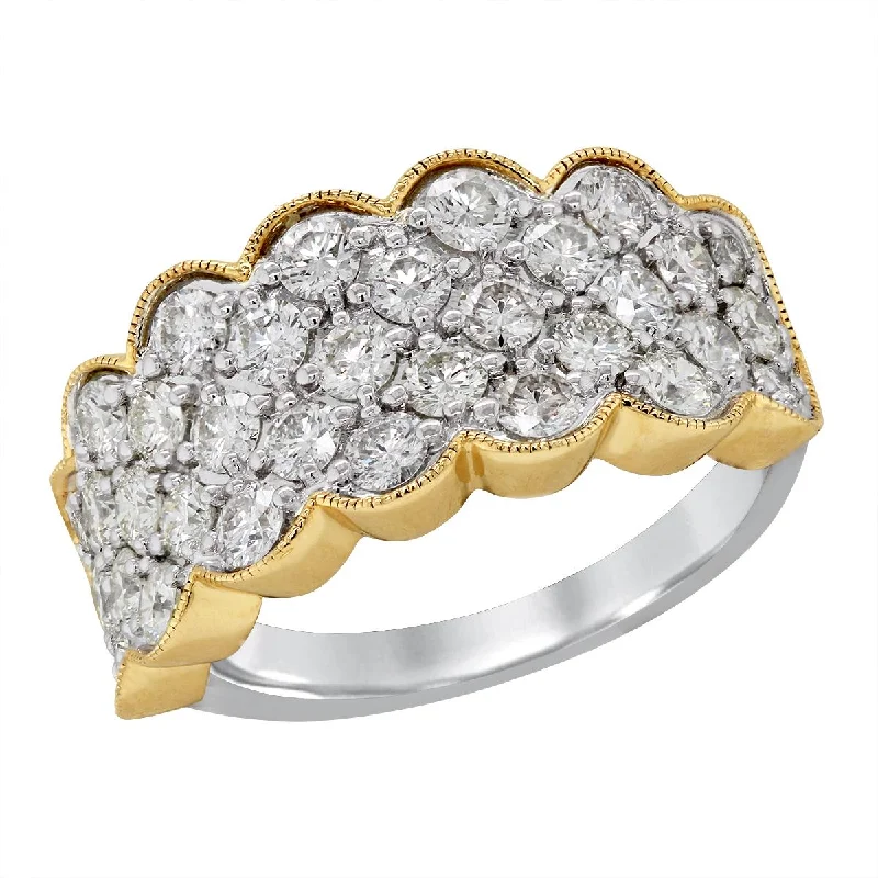 Timeless Silver Wedding Rings For Brides-TWO-TONE GOLD DIAMOND PAVE FASHION RING, 1.60 CT TW