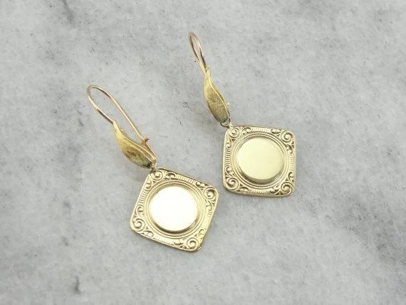 Bridal Jewelry Earrings For Special Moments-Stunning Art Deco Chased Cufflink Earrings