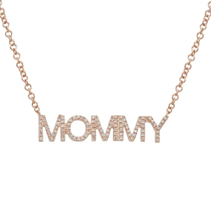 Beautiful Sapphire Necklaces For Gifting-14K Rose Gold Diamond "MOMMY" Necklace