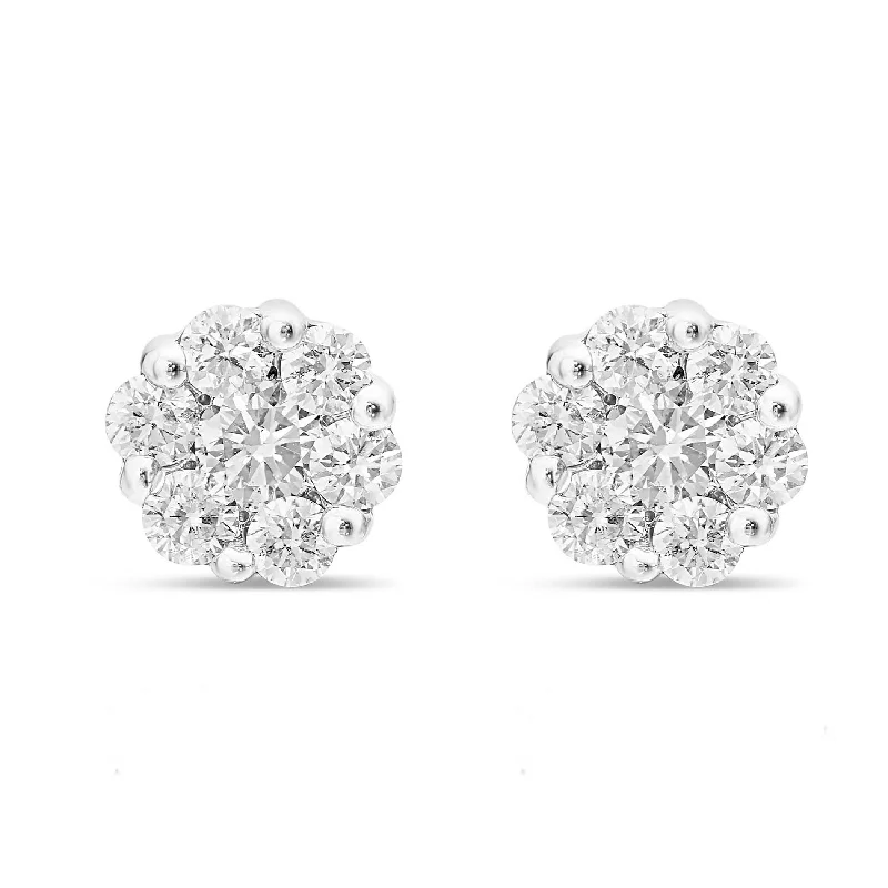 Trendy Silver Earrings For Casual Wear-14k White Gold .75ct Diamond Stud Earrings