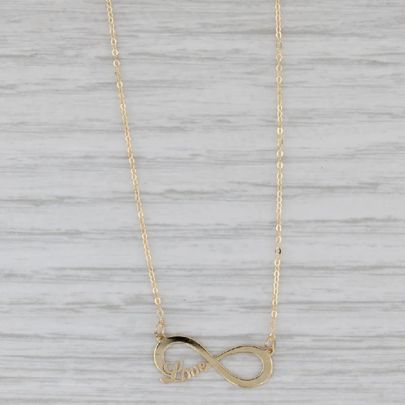 Modern Necklaces For Trendy Women-New Love Infinity Knot Pendant Necklace 14k Yellow Gold 18" Cable Chain