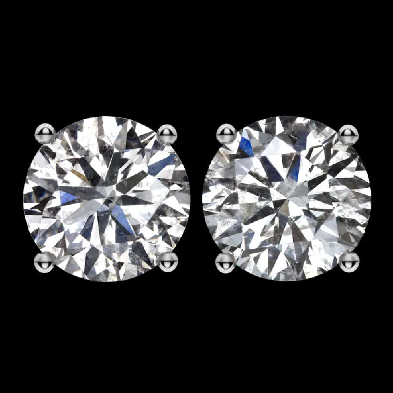 Fashion Earrings For Glamorous Looks-4.35ct ROUND BRILLIANT CUT NATURAL DIAMOND STUD EARRINGS MATCHING PAIR 4.5 CARAT